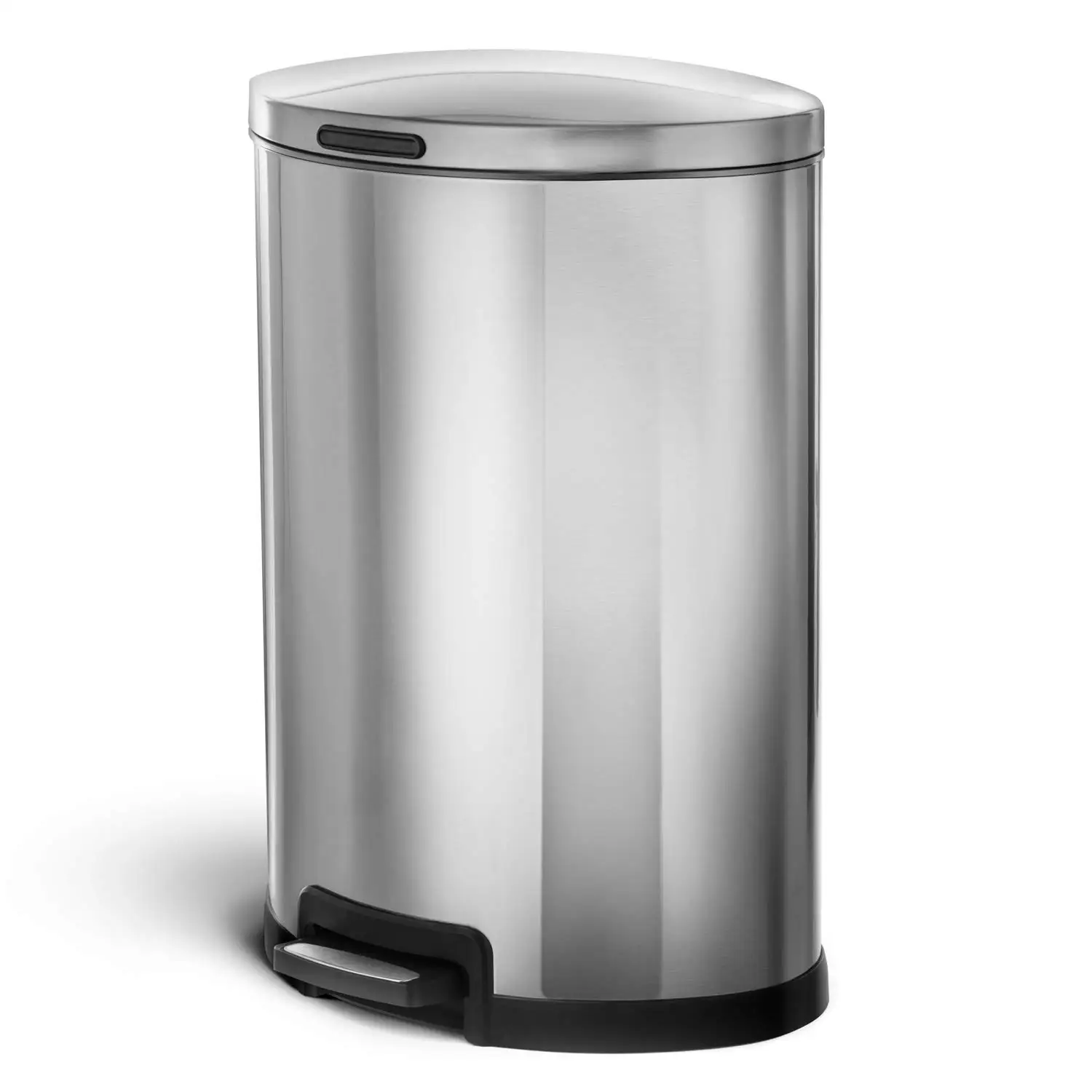 

Living 12 Gallon Kitchen Trash Can, Semi-Round Stainless Steel, Step Pedal, 45 Liter