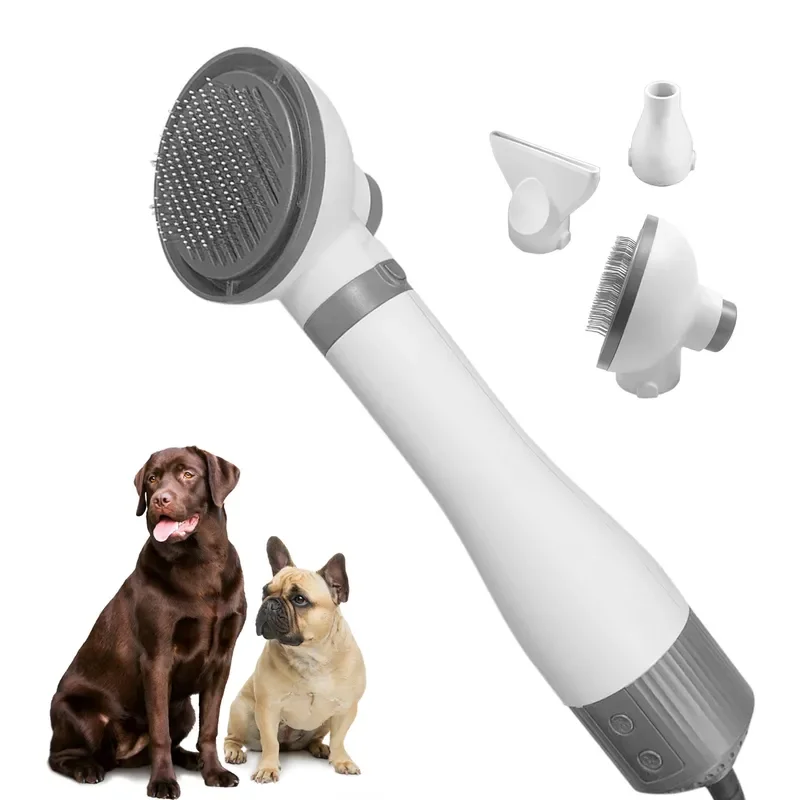 2 in 1 Pet Grooming Comb Hair Dryer with Replaceable Heads for Cat Dog Fur Care