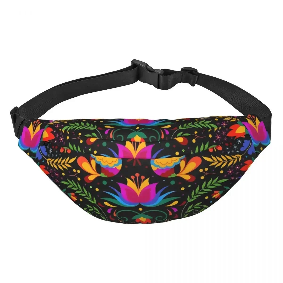 Mexican Flowers Otomi And Birds Fanny Bag Sling Crossbody Waist Pack Men Women Cycling Camping Phone Money Pouch