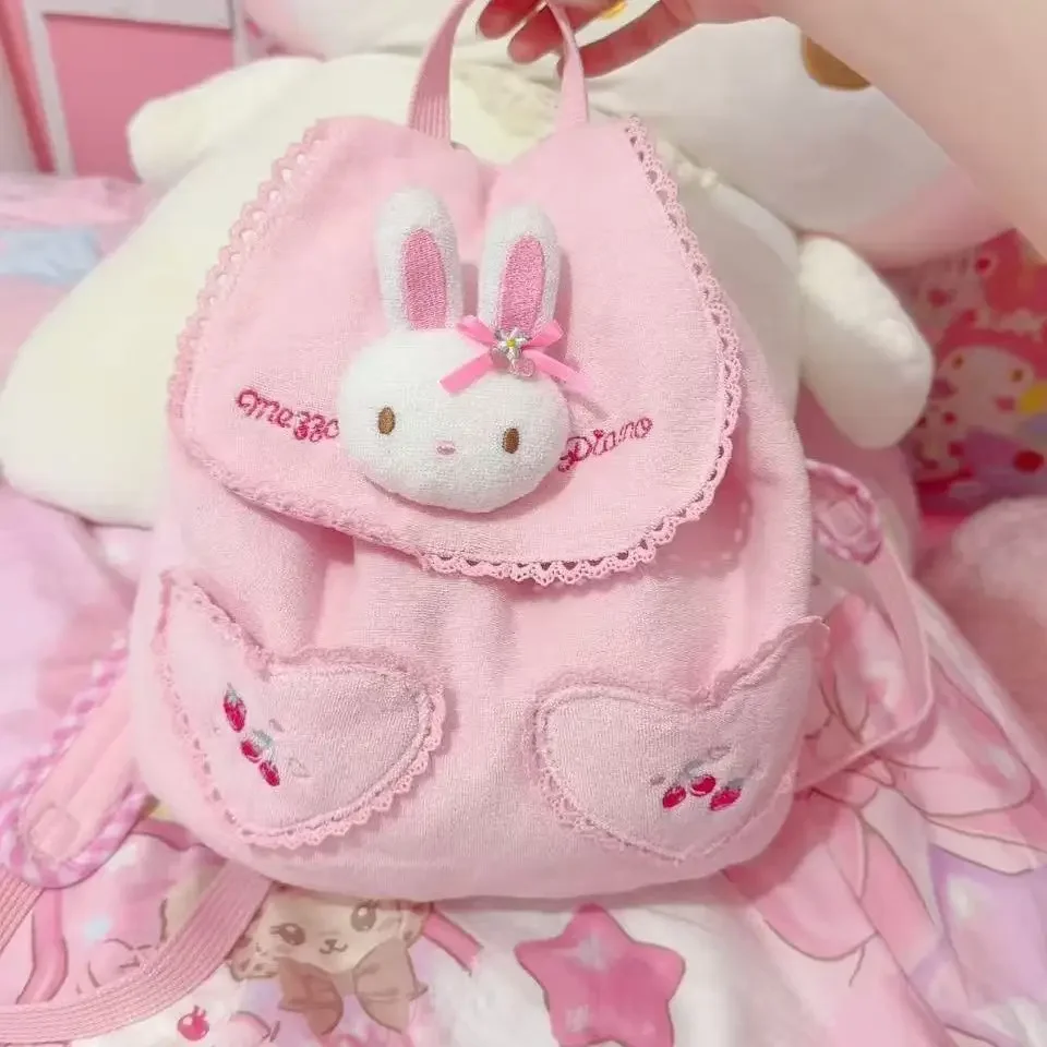 2026 New Large Capacity Sweet Girl Kawaii Backpack Japanese Cute Cartoon Mp Jojifuku Y2k Accessories Strawberry Rabbit Backpack