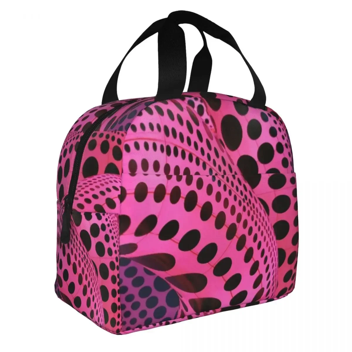 Pink Dots Insulated Lunch Bags Cooler Bag Lunch Container Yayoi Kusama Dots Polka Pop Leakproof Tote Lunch Box Food Handbags