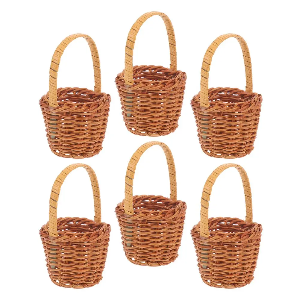 

6pcs Mini Woven Baskets 5x4cm Natural Rattan Small Basket Set for Home Wedding Party Garden Tiny Storage Baskets