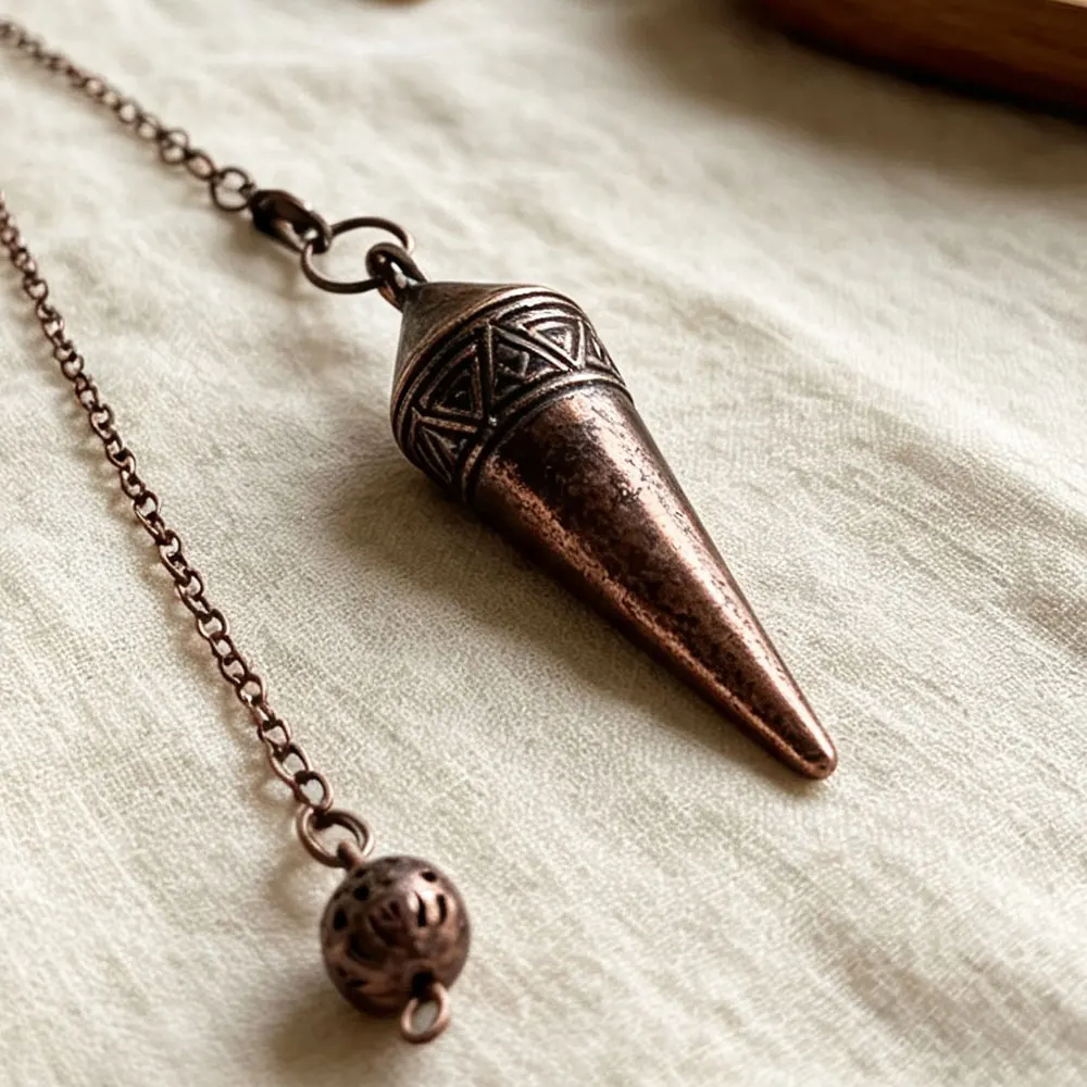 Retro Antiker Schwerer Kupfer-Metall-Anhänger Pendel für Wünschelruten, Heilung, Punktwahrsagung, Langes Geist-Wahrsagependel X472 – Detail 10