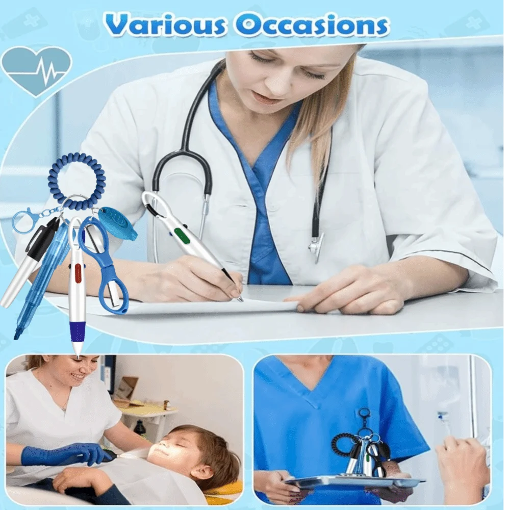 New Portable Nurse Pen Pack Lanyard Keychain Durable Nurse Badge Set ID Badge Reels Retractable Nurse Badge Clip Accessory Gift