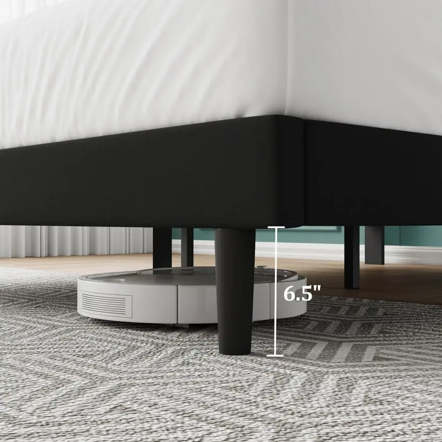 هيكل سرير مع لوح رأسي منجد، إطار سرير بمنصة شديدة التحمل، مقاس كوين مع شرائح خشبية قوية، لا حاجة إلى صندوق زنبركي، ضوضاء