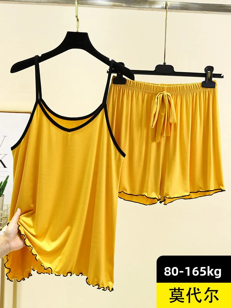 

Modal Spwear Set Women's Summer Thin Svel Base Two-Piece Casual Simple Color Home Clothes round Ne ort Sve