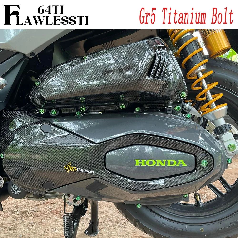 FLAWLESSTI Gr5 Titanium Bolt Brake Clutch Lever Disc CVT Box Rear Swing Arm Exhaust Pipe Bolt For Honda Forza 350