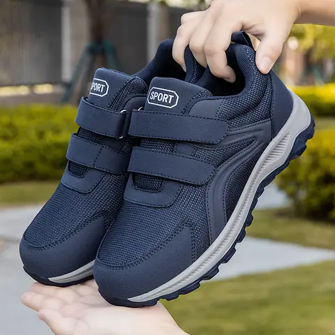 Diabetic Shoes for Men Comfort Walking Shoes for Elderly Swollen Feet Orthopedic Adjustable Double Strap Hook and Loop Sneakers