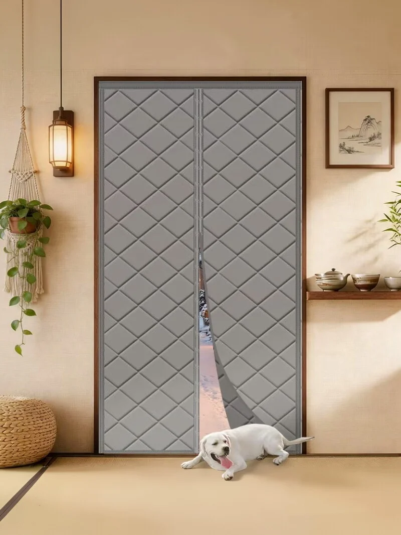 Winter Magnetic Self-Adhesive Non-Drilled Thick Windproof and Cold-Proof Insulation and Warmth-Preserving Cotton Door Curtain