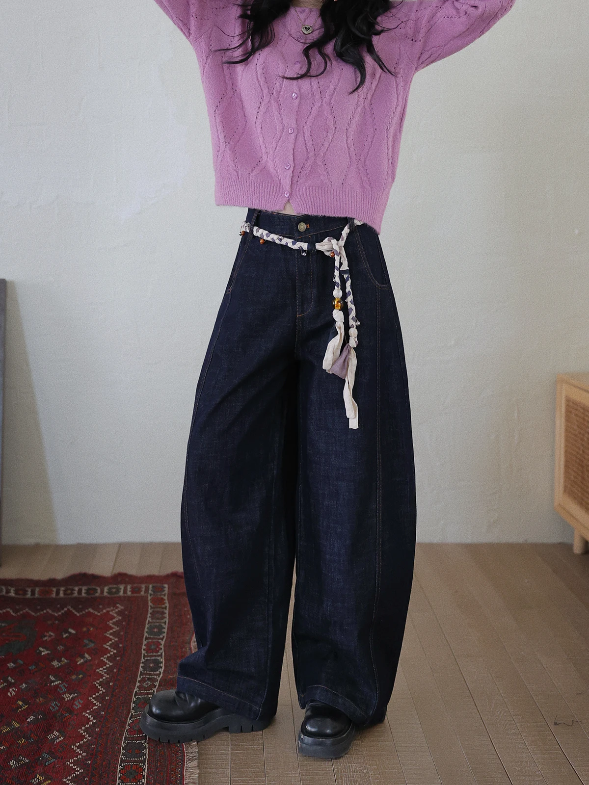 

Джинсы DR Autumn Vintage свободного кроя для женщин, синие, с высокой талией, универсальные прямые брюки для полных дам