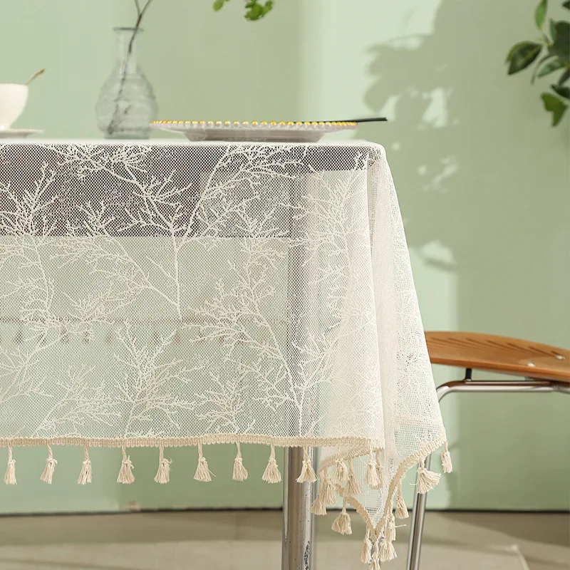 

211-jin Lace cotton linen artistic countryside style dining tablecloth hollowed out home anti slip table mat