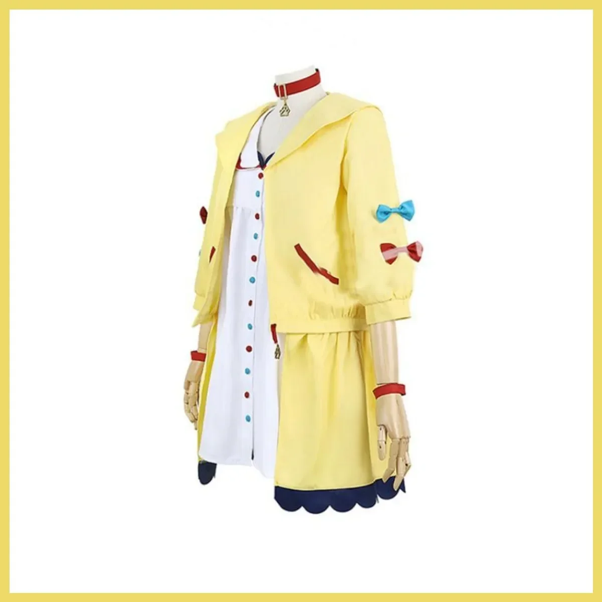 Disfraz de Anime Virtual YouTuber para mujer, traje de Cosplay de Inugami Korone Doggo, abrigo amarillo, vestido, peluca, zapatos, Sexy, encantador, fiesta diaria