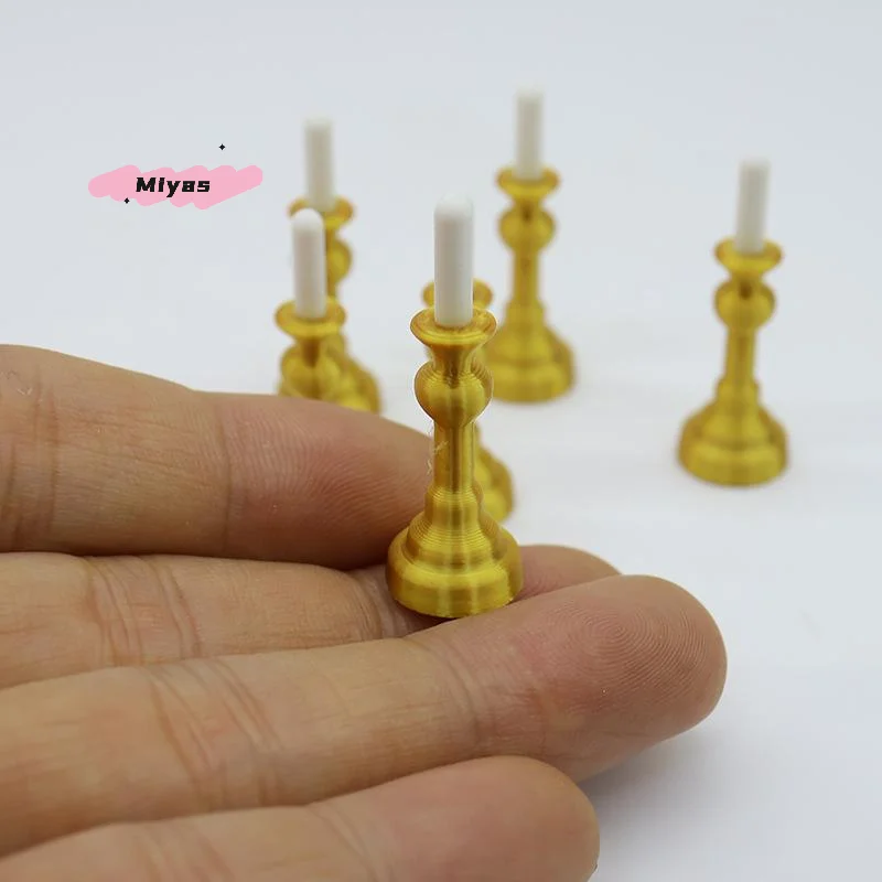 1/2 pezzi portacandele dorato in miniatura per casa delle bambole 1/12 mini candeliere modello casa delle bambole sala da pranzo decorazioni per la casa accessori fai da te