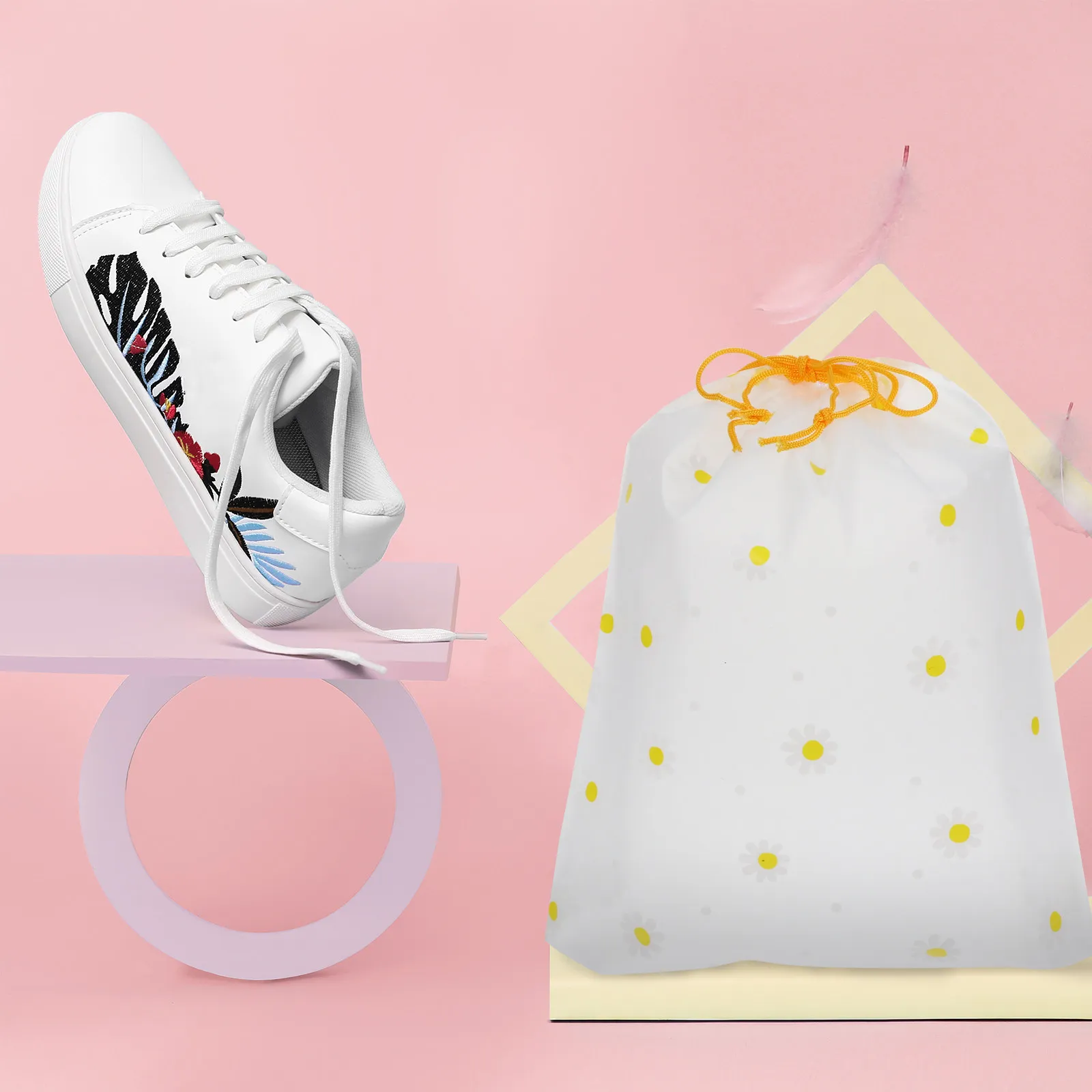 

25 шт. Прозрачные матовые мешки на шнурке для хранения, сверхпрочные, утолщенные, для путешествий, обуви, туалетных принадлежностей, спортзала, кемпинга, портативные, многофункциональные