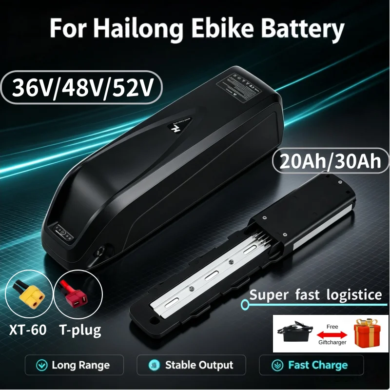 New 36V 48V 52V Hailong Battery 20Ah 30Ah for Bafang BBS02 BBS03 BBSHD Motor Full Capacity Power Pack Suitable