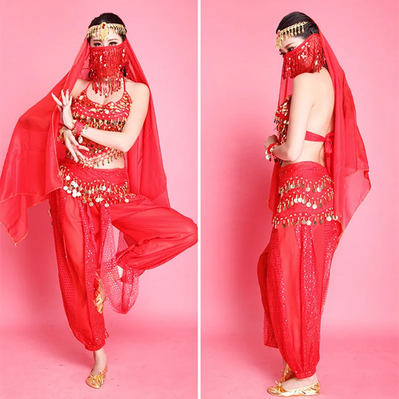 

6 Colors Dance Outfit Women Performance Stage Costumes Girls Competition Dress Adult Belly Dancing Lesson Wear Coin Hip Scarf