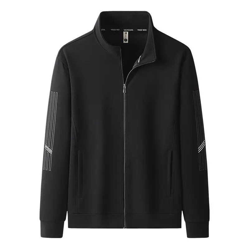 

Fashionable Casual Men's Open Cardigan Sweatshirt Spring Autumn Versatile Large Size Comfortable Sporty Trendy Polyester Cotton