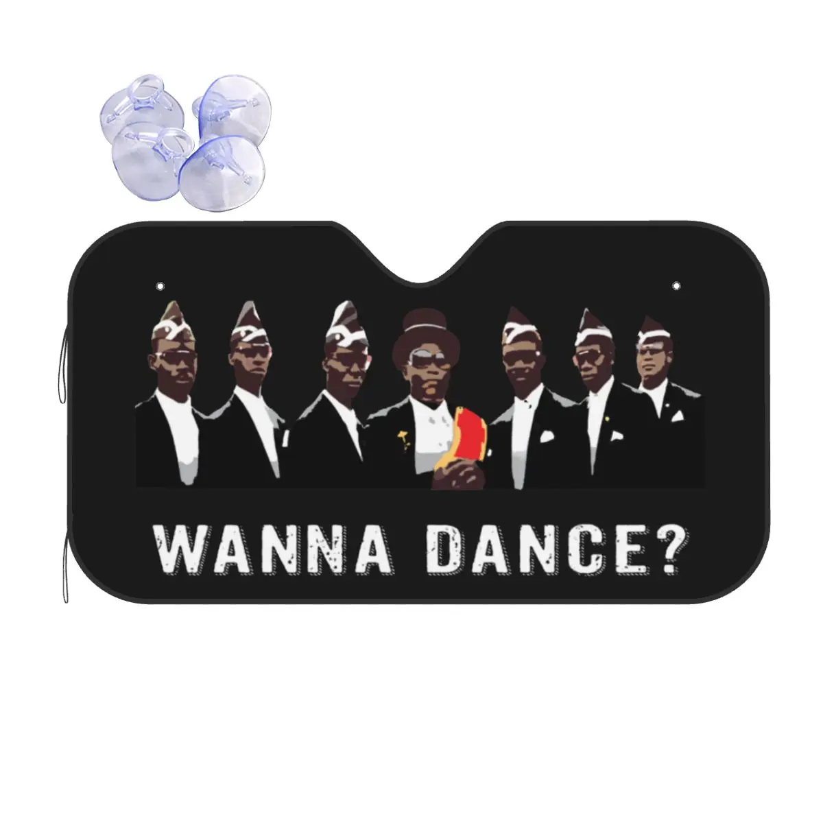 Ghana Funeral Dance Team Windshield Sunshade Meme Funeral Dance With Casket Pallbearers Car Front Windshield Visor Car-styling