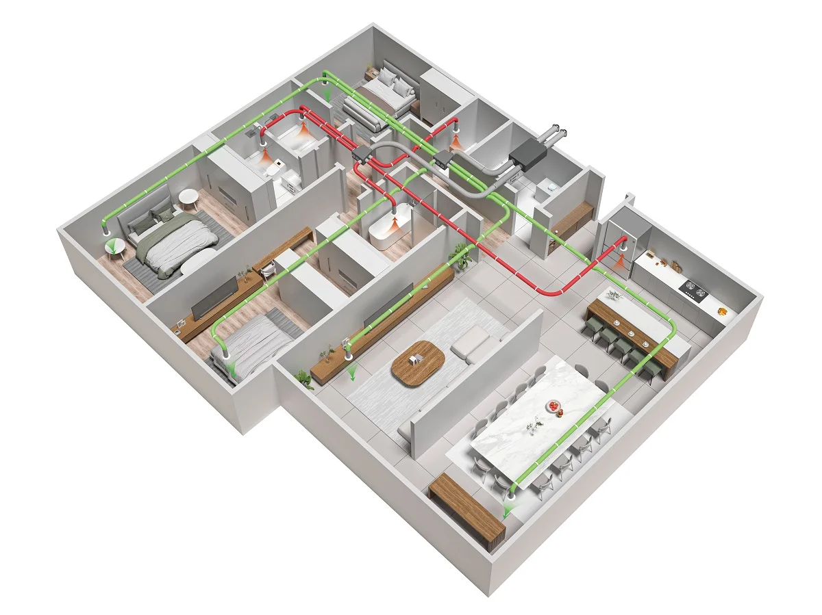 E-VIPO Energy Recovery Ventilation System VMC Double Flux Heat Recovery System WIFI Ceiling Mounted Fresh Air Recuperator view 4