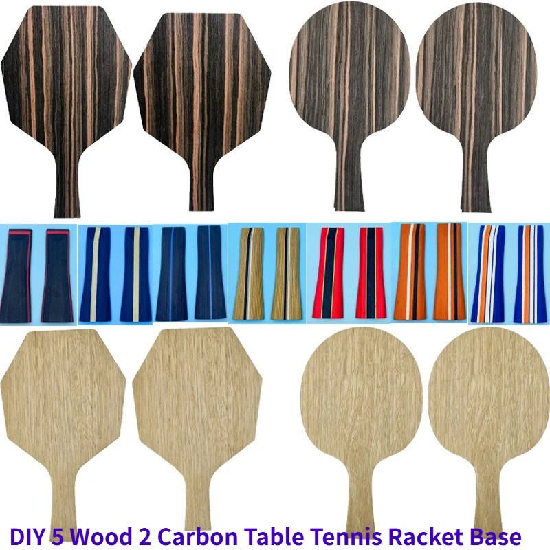 

DIY FL/CS Table Tennis Racket Base Blade 5 Wood 2 Carbon Hexagon/Rotundity Ping Pong Paddle Basic Blade with DIY 1Pairs Handle