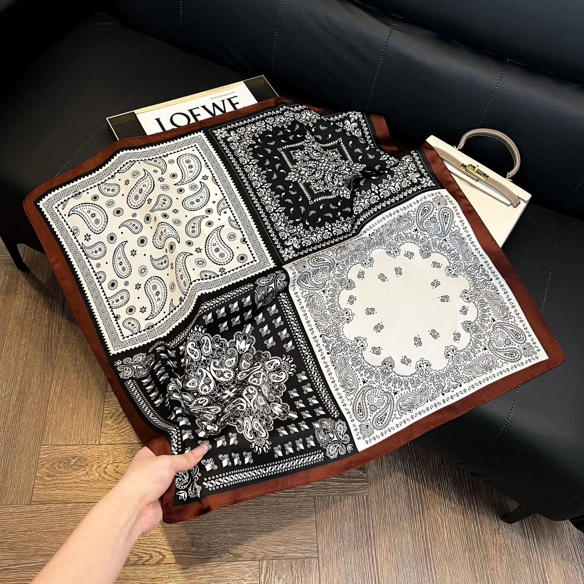 

Роскошный квадратный шелковый шарф, женский атласный шарф с цветочным принтом кешью, небольшой шарф на шею, модный платок, платок, бандана, шаль, хиджаб