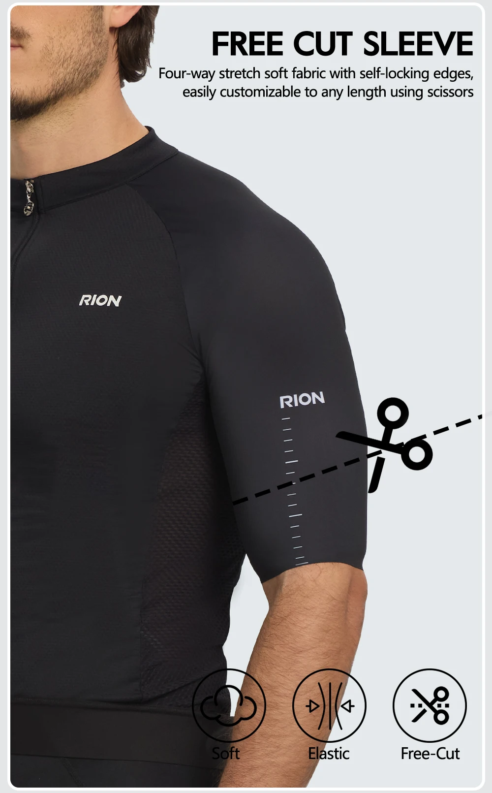RION Herren Radsporttrikot MTB Mountainbike-Shirts UPF50+ Sonnenschutz Kurzarm Pro Fahrradbekleidung Straßenrenn-Oberteil Sommer – Detail 5