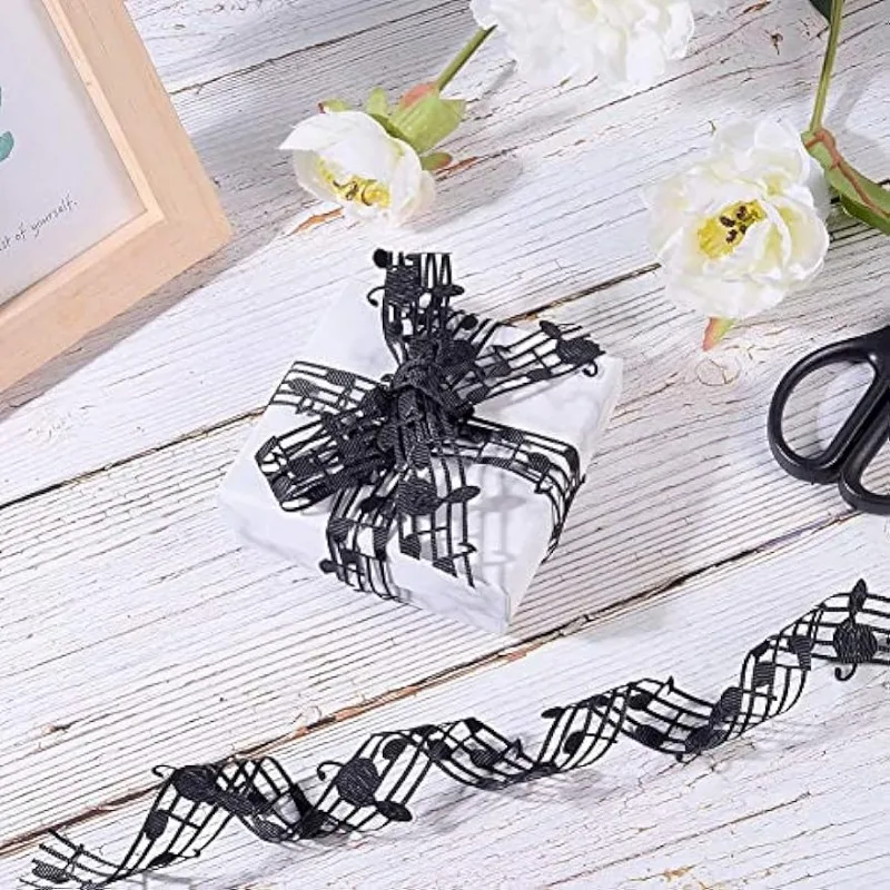 Music Note Ribbon 20 Yard Music Party Decoration 30mm Rock and Roll Party Decorations Hollow Cut Out Music Note Clothing Trim