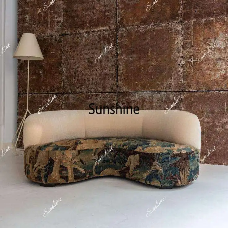 Medieval style special-shaped cashew nut fabric sofa double jacquard fabric Hushan pattern color matching