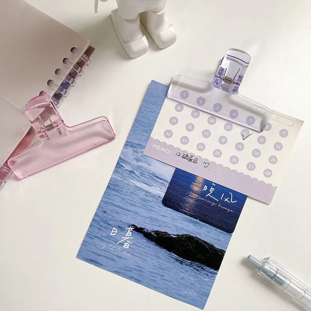 INS Acrylic Bookmark Binder Test Paper Binding Clips Student Stationery Memo Clip Paperclips Page Holder Fixing Clips