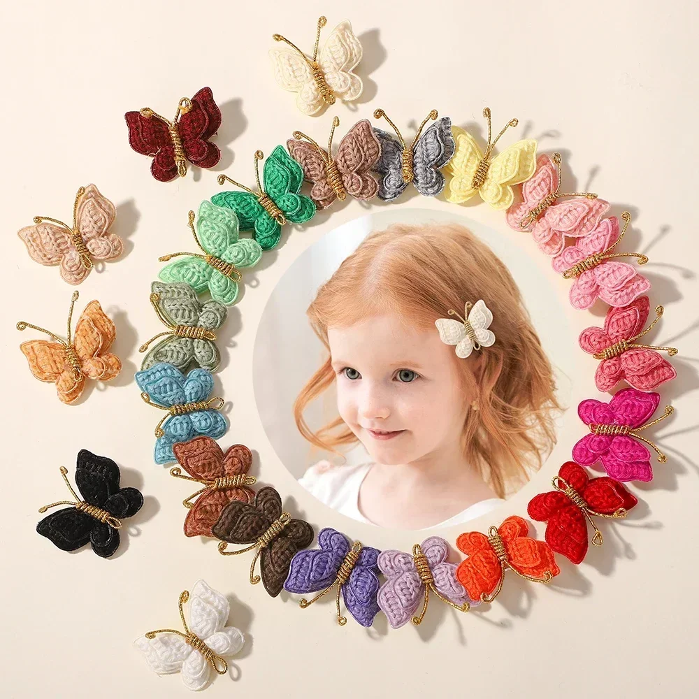 2Pcs/lot Girls Kniting Butterfly Hair Clips Hair Bows Hairpins Barrettes for Children Hair Acesssories Headwear Gift Cute Mini