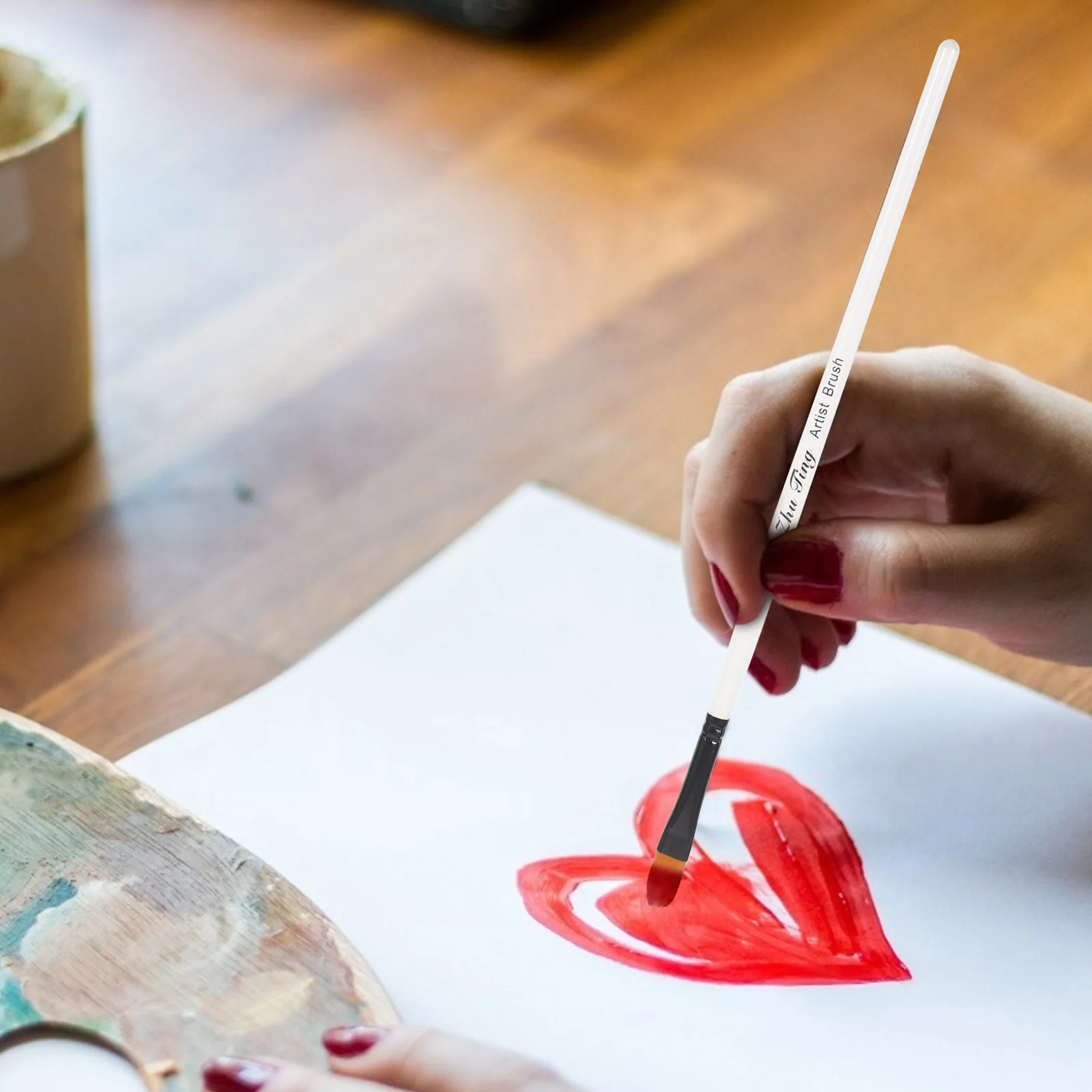 

12Pcs Professional Paint Brush Set Nylon Hair for Acrylic Watercolor Oil Painting White Handle Flexible Durable