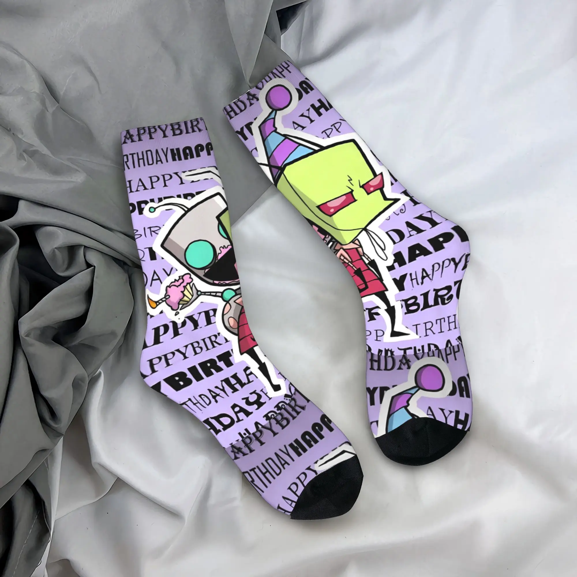 

Спортивные носки в стиле хип-хоп с милым рисунком Invaders Zims, длинные носки из полиэстера для унисекс, нескользящие,