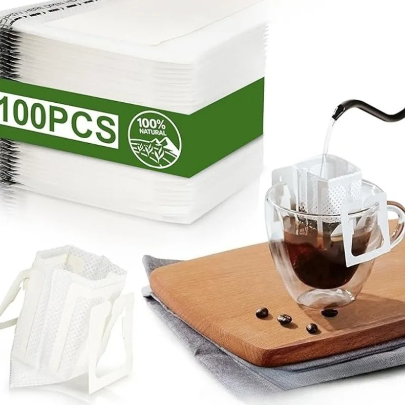 50-200PC Biodegradable Coffee Filter Bags Disposable Fast Flow Drip Brewing Tool for Coffee Tea Travel Office Home Use