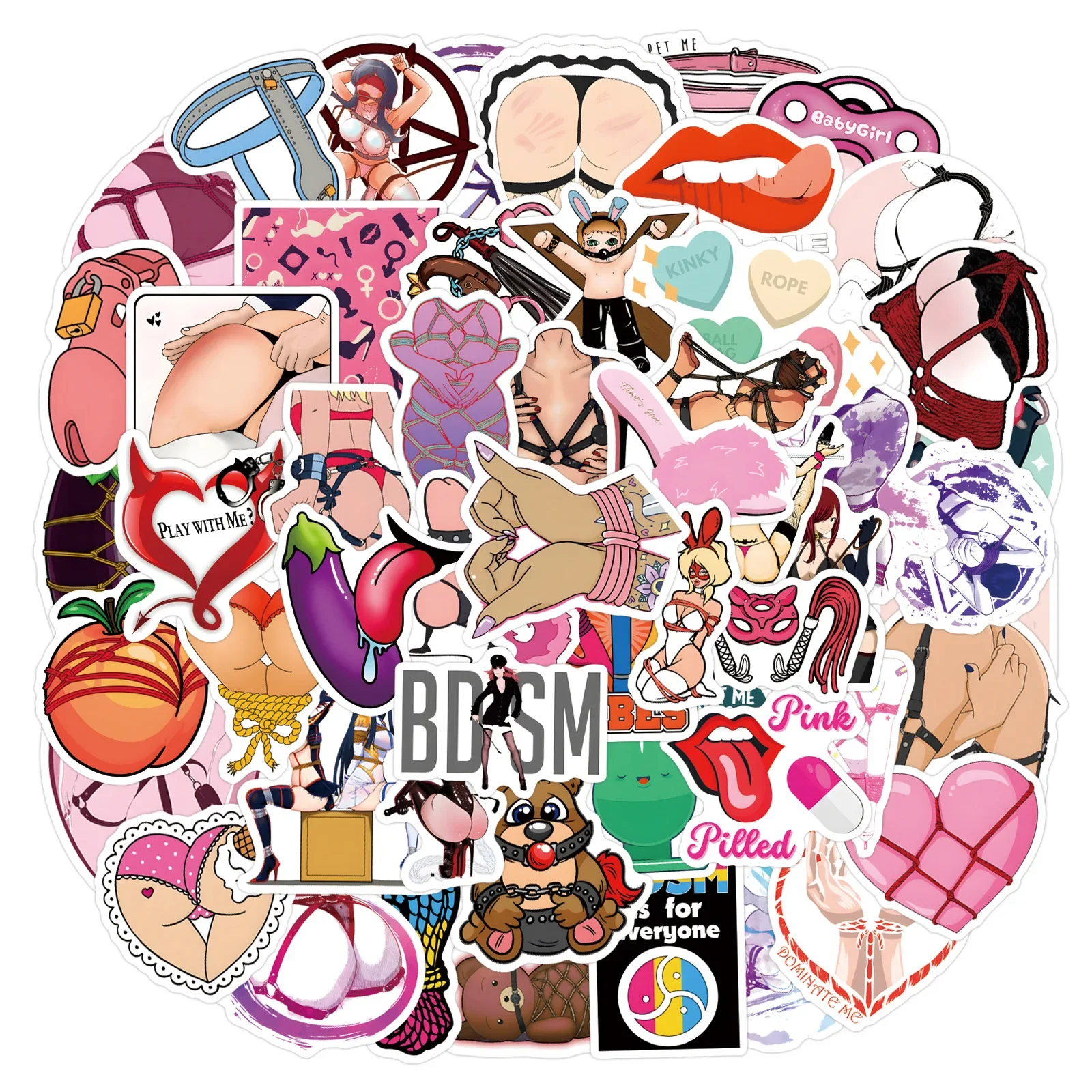 120枚入り エロ漫画ステッカー 面白いBDSMグラフィティ 防水装飾 ラップトップ 電話 ギター バイク スケートボード デカール