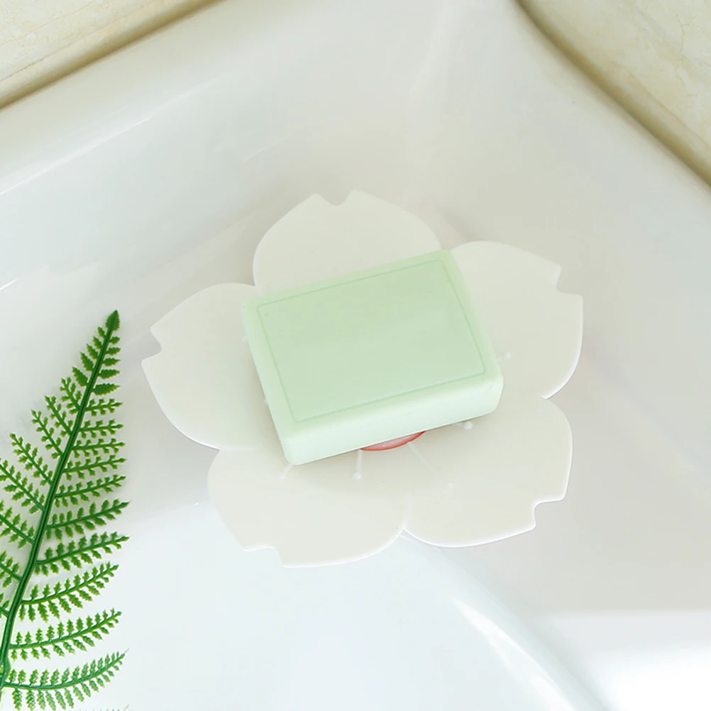 

2 Pcs Soap Tray Box Cherry Blossom Dish Detachable Draining Flower Shaped White Work