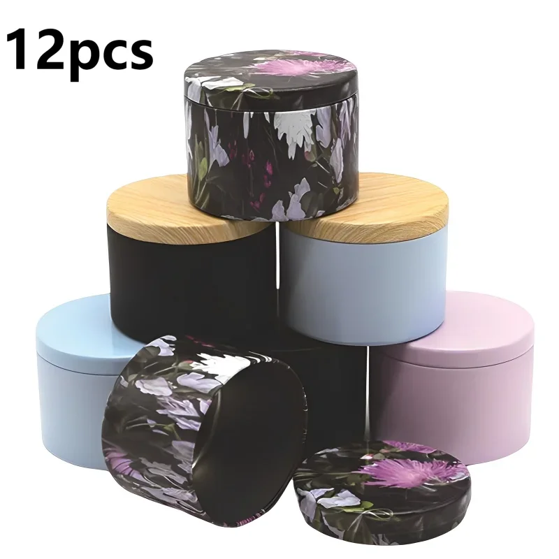 12pcs 4oz Round Candle Jar with Lid DIY Aromatherapy Candle Jars Tinplate Tea Cans Travel Empty Cream Cosmetic Storage Container