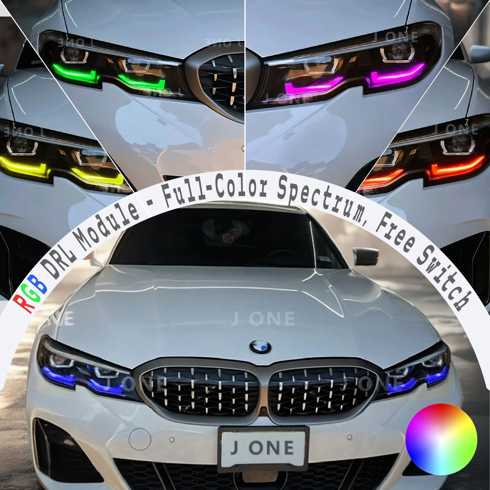 For BMW 3 Series 2019-2022 G20 G21 320 325 330: RGB DRL Module, Full Spectrum DRL with Phone App Control & Customizable Modes