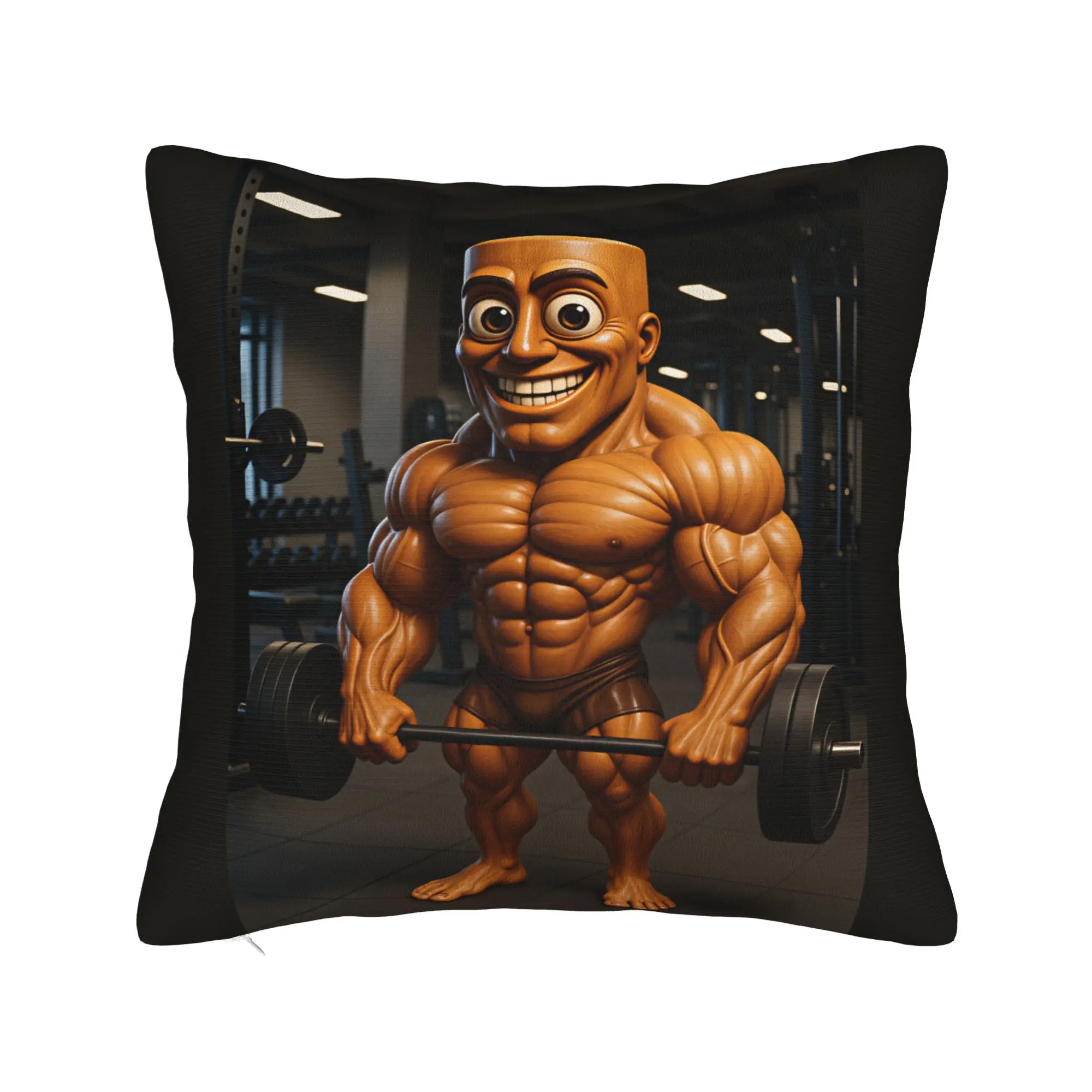 Tung Tung Sahur Gym Bodybuilder Muscle Meme Pillowcases  Funny Pillow Case For Couch Sofa Bedroom Comfy Pillow Cover