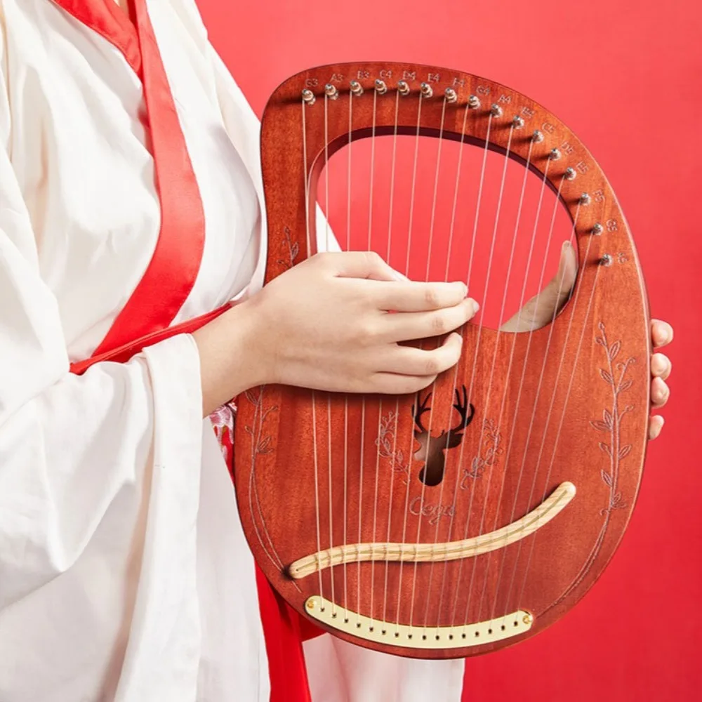 

19 String Wooden Harp Adjustable Portable 24 Strings Lyre Harp Beginner Sound Therapeutic Professional Musical Instruments