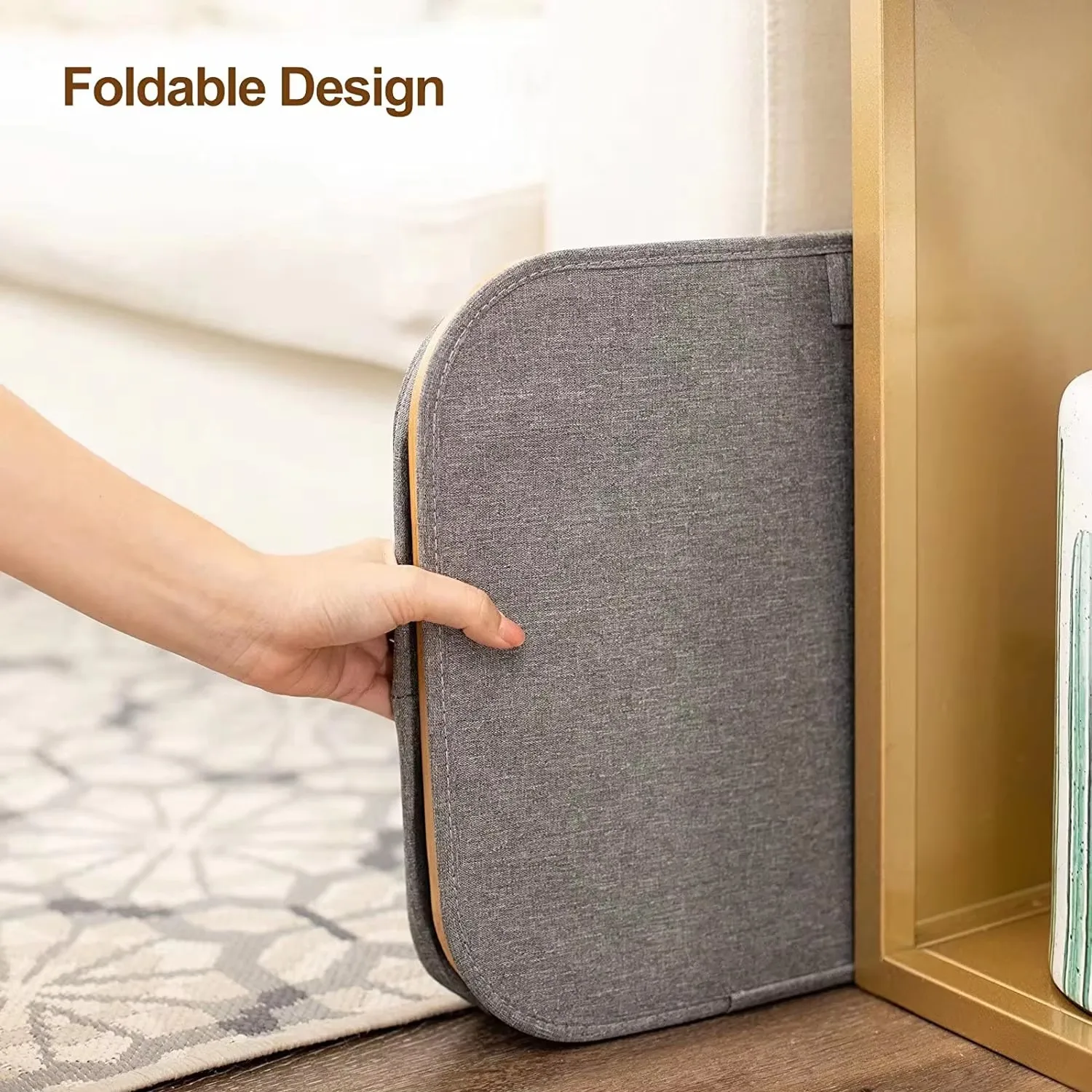 Laundry Basket with Lid and Removable Bag, 100L Tall Laundry Hamper with Bamboo Handles, Dirty Clothes Bin for Laundry Room 6