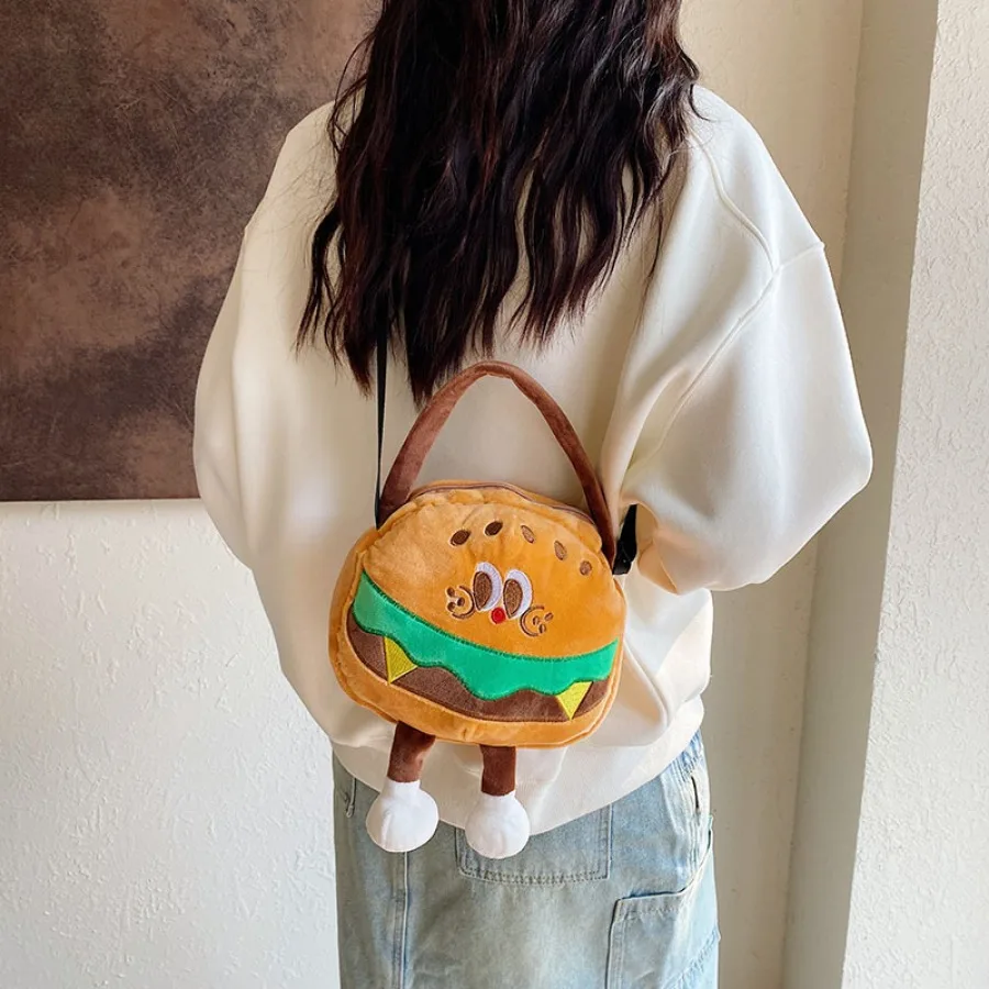 Kawaii Pommes Frites Hamburger Plüsch Rucksack Milch tee Umhängetasche kreative Cross body Geldbörse Geburtstag Weihnachts geschenke
