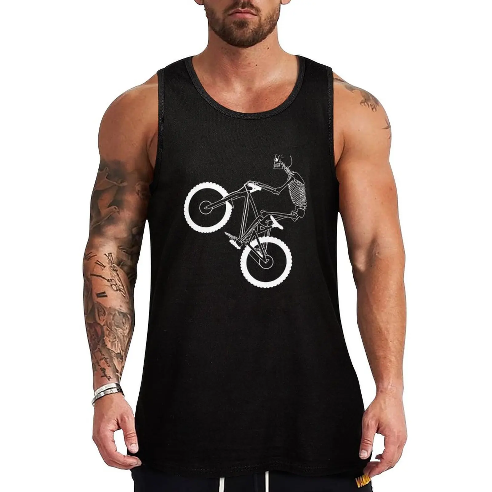 Mountain Biking Skeleton Inverted Tank Top Man clothes for gym Men's gym t-shirt