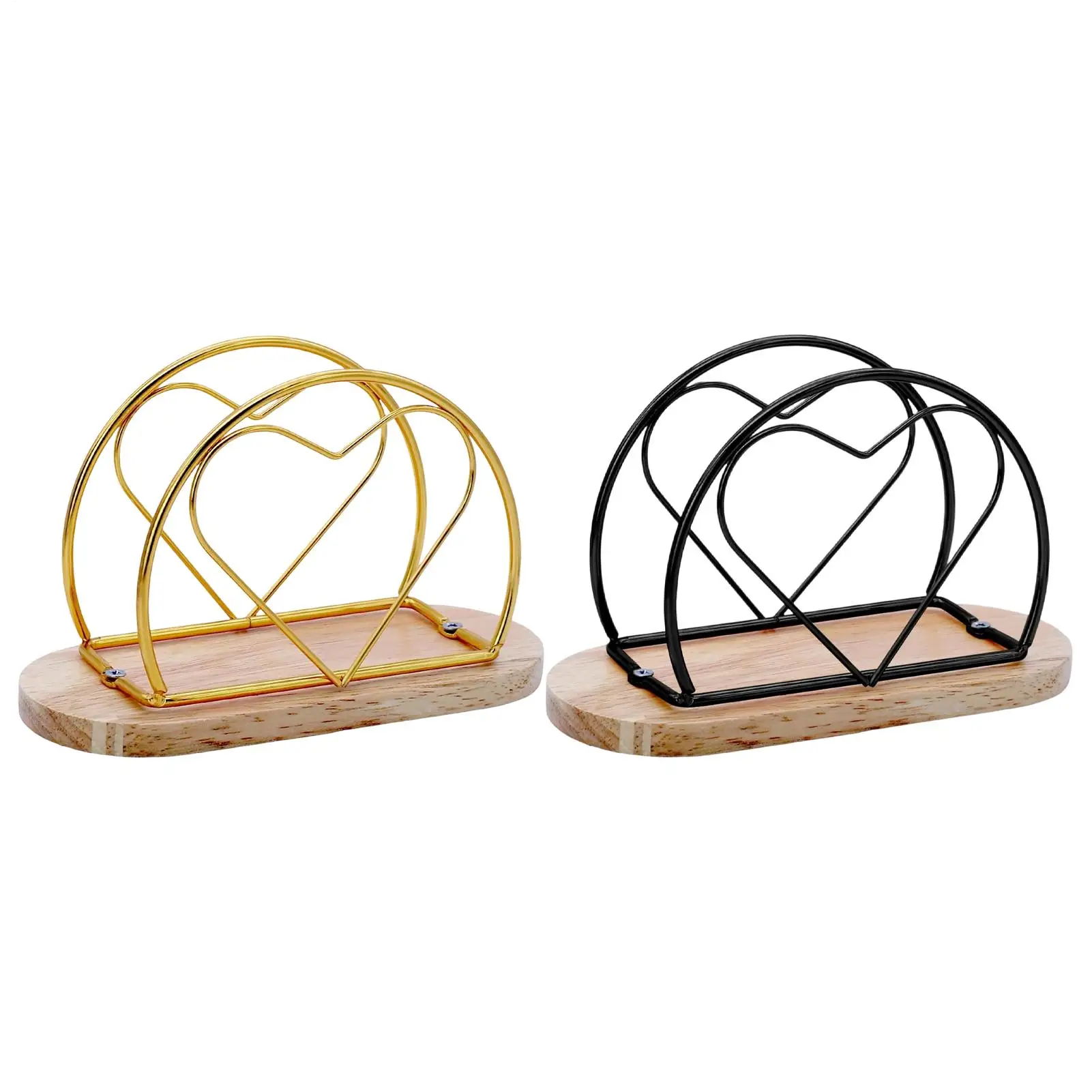 

Железный держатель для бумажных салфеток с основанием из каучукового дерева, держатель для салфеток в форме сердца, настольный декор для дома, спальни, гостиной