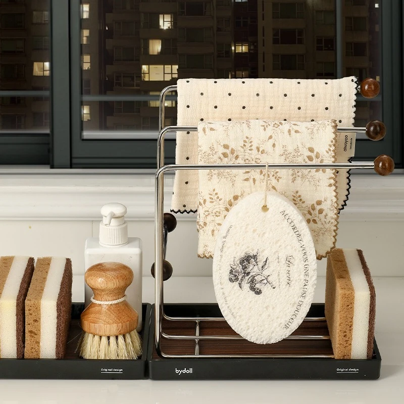 rag drain rack stainless steel household high-grade narrow side hanging dishcloth sponge window sill special kitchen drying rag
