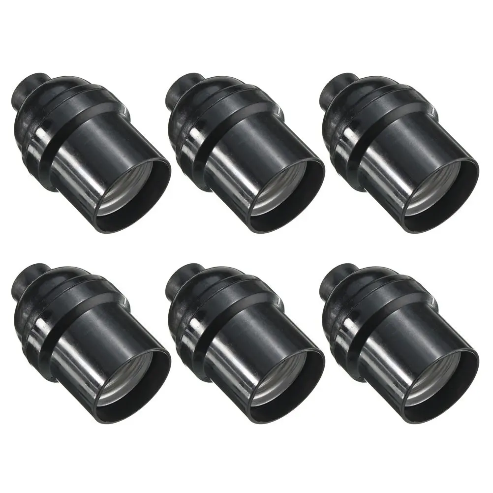 6Pcs Lamp Holder E26 E27 Screw Base Black Ceiling Light Socket Adapter Compatible with LED Halogen Incandescent Bulbs