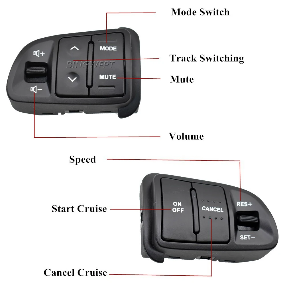 Steering Wheel Audio Cruise Control Buttons For Kia Sportage SL Multifunctional With Backlight Button Switch & Bluetooth Panel