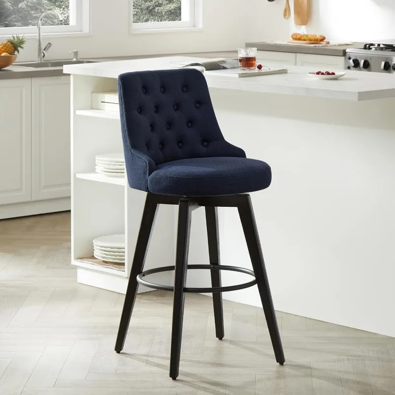 Bar Stools, 360° Swivel Upholstered Bar Stool with Back, 30