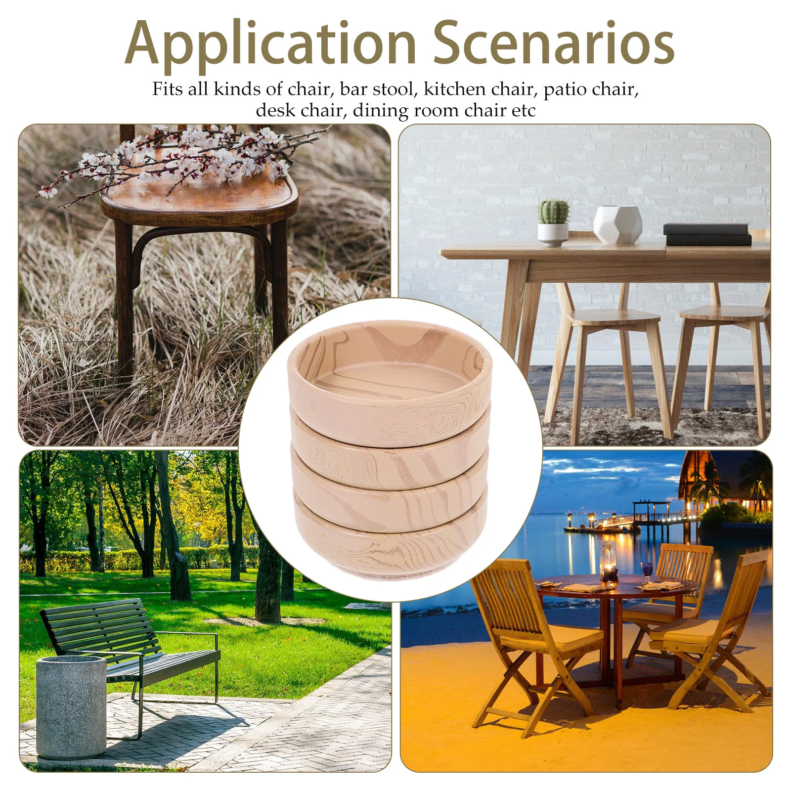 

4pcs Coasters Anti-Slip Durable Floor Wear-Resistant Chair Wheel Soundproof Couch Stoppers Non-Slip Furniture Cups Compact