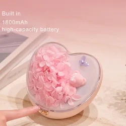 Heart-Shaped Bluetooth Speaker with Eternal Flower and Colorful LED Lights Creative Portable Wireless Audio HIFI Music Player