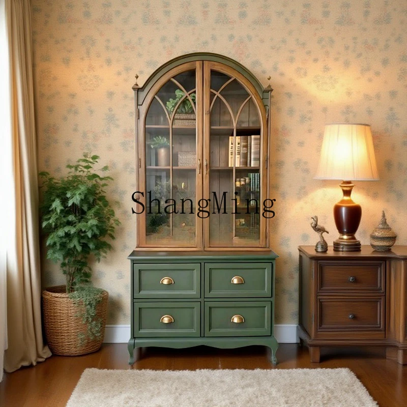 

CL solid wood sideboard, wall-to-wall integrated high cabinet, second-hand living room glass storage cabinet